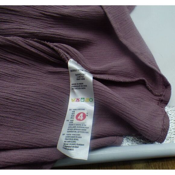 RDI Women’s Flutter Sleeve , Tie Front, Elastic Waist Gauze Crinkle Mini Dress, - Picture 7 of 10